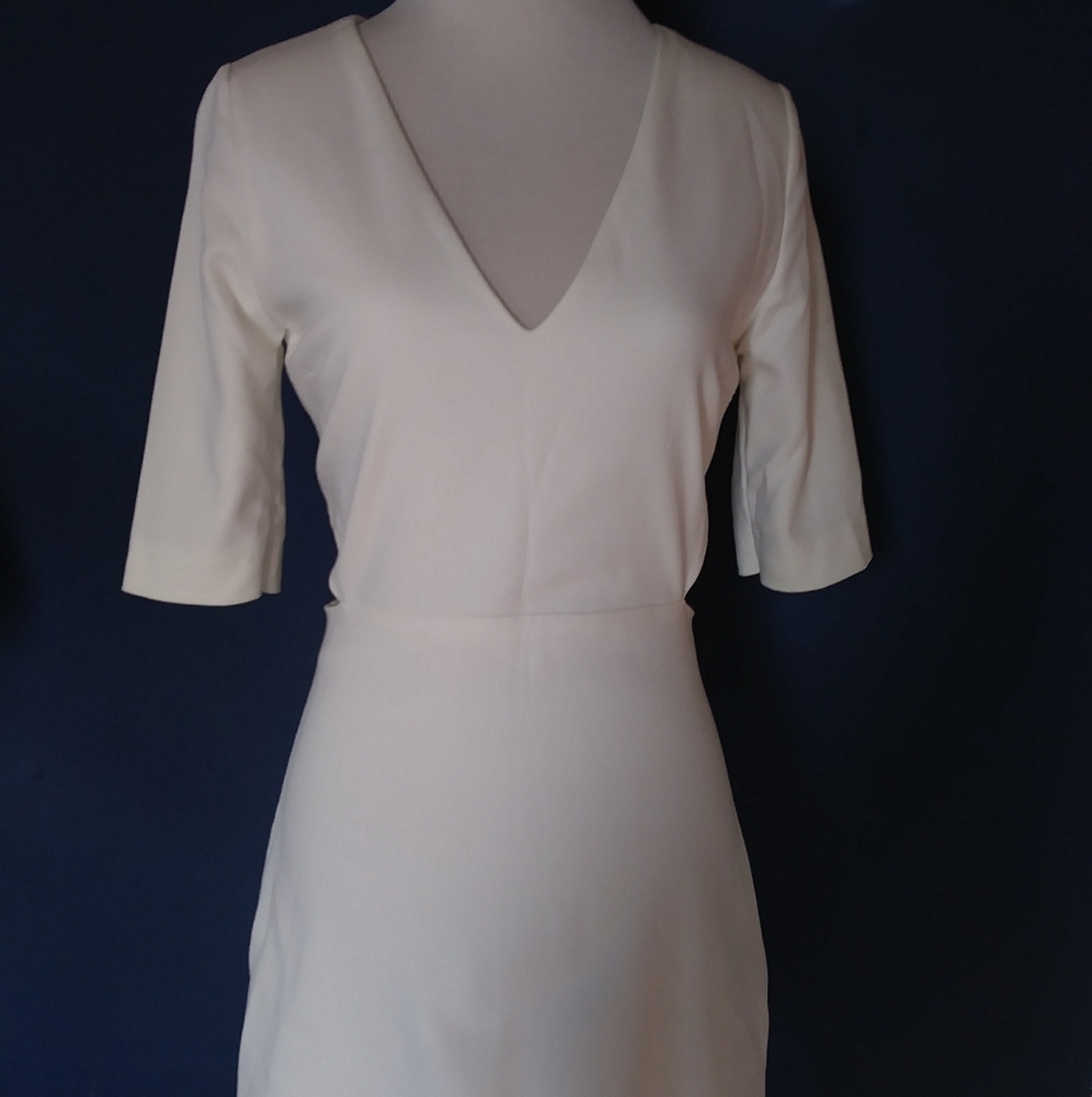 Zara White Vneck Cutout Dress